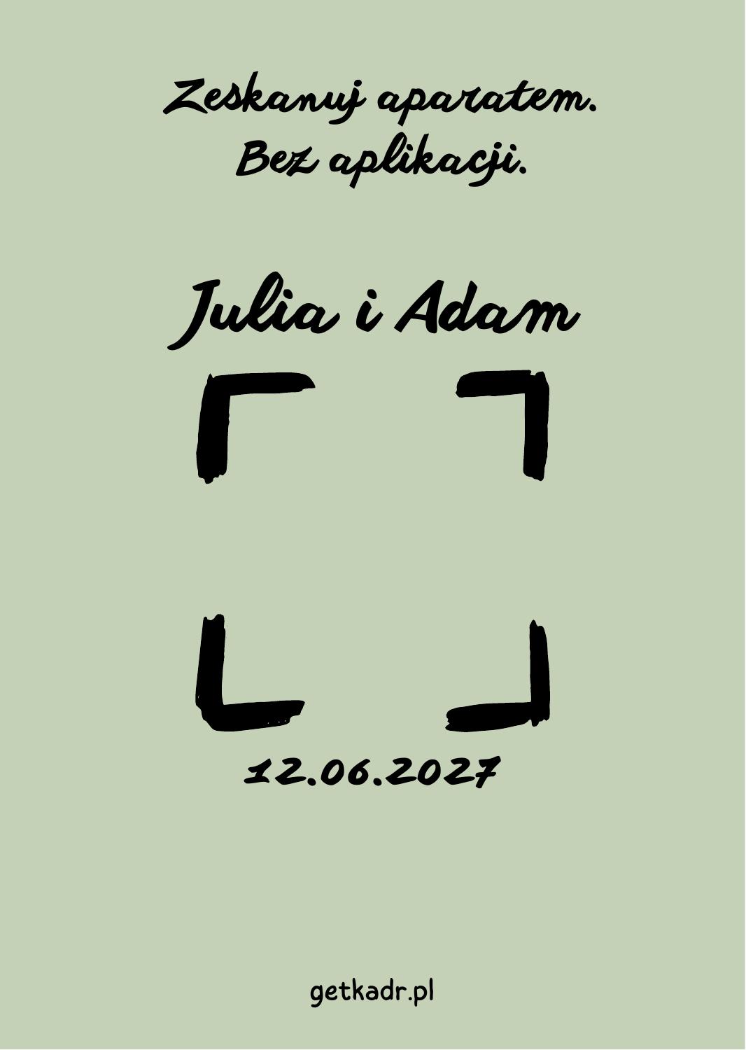 Zielony — plakietka z kodem QR do getkadr.pl