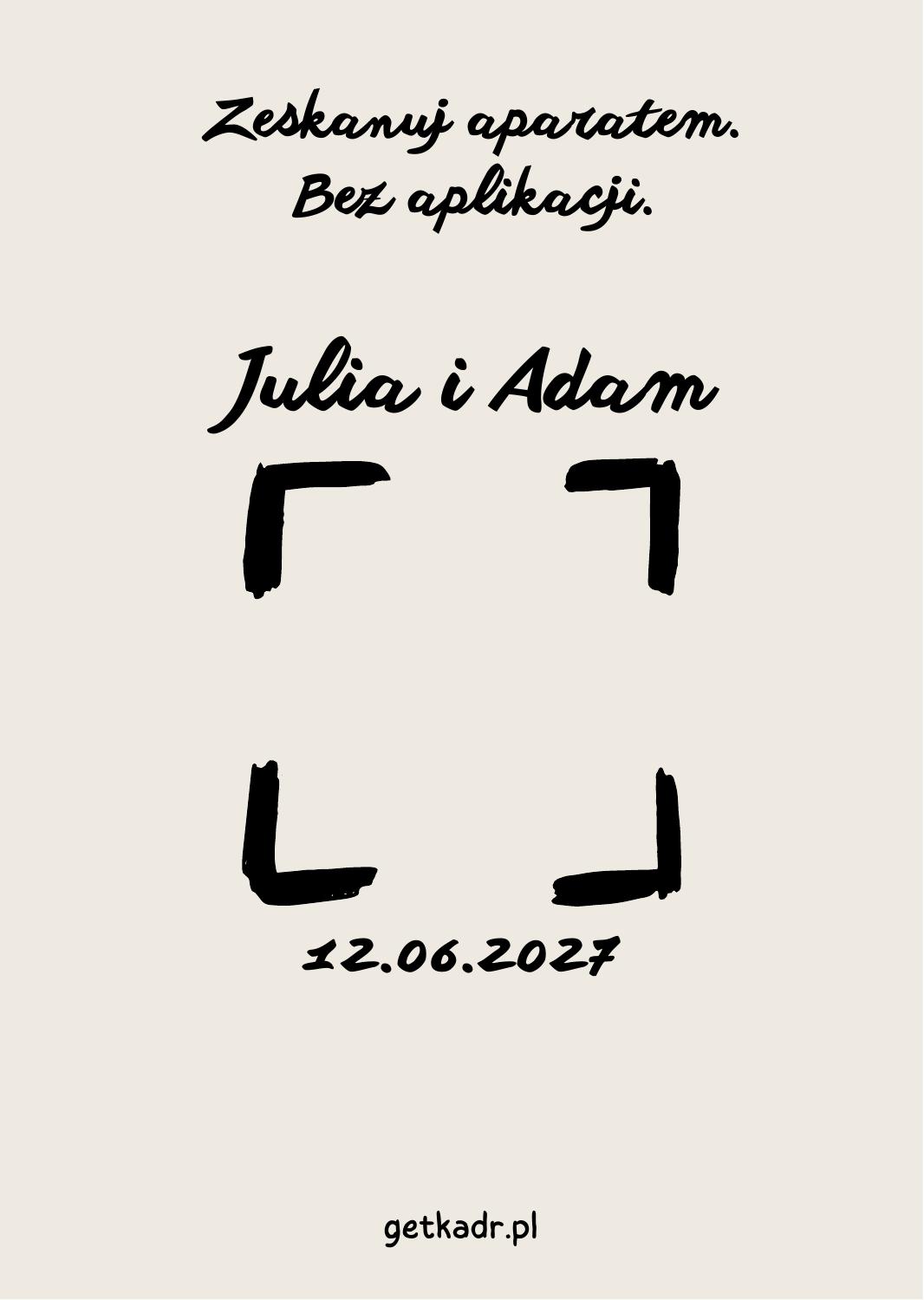 Ecru — plakietka z kodem QR do getkadr.pl